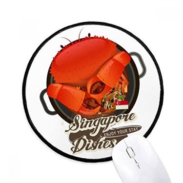 Imagem de DIYthinker Tapete de mouse tradicional Singapura caranguejo chili desktop escritório tapete redondo para computador
