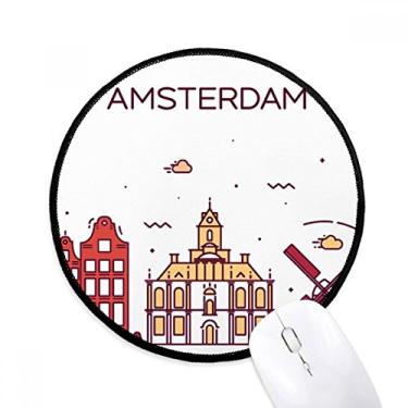 Imagem de DIYthinker Amsterdam Flat Landmark Mouse Pad Desktop Office Tapete redondo para computador