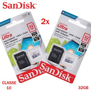 Imagem de 2x Cartão Memória MicroSd SanDisk 32gb Ultra Classe 10 Original Lacrado