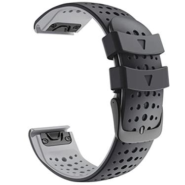 Imagem de WIKUNA Pulseira de relógio Quickfit colorida para Garmin Fenix 7 7X 5 5X 3 3 HR 945 Fenix 6 6X relógio silicone Easyfit pulseira 26 22MM pulseira (cor: preto cinza, tamanho: Fenix 7)