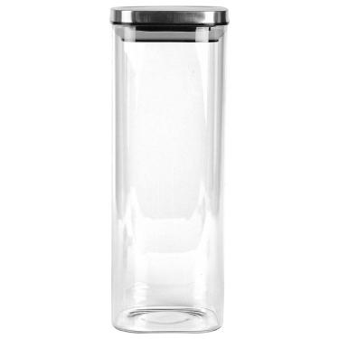 Imagem de Porta Mantimentos Quadrado Dynasty em Vidro Borossilicato com Tampa de Metal Prata – 1,9L