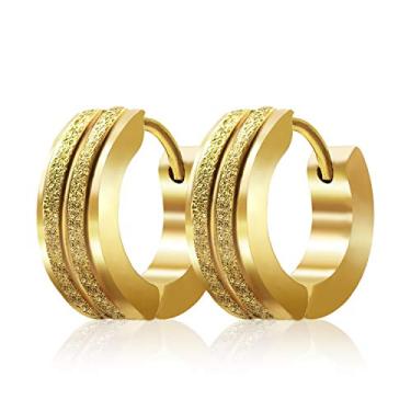 Imagem de Brincos de argola de aço inoxidável para homens e mulheres, prata/ouro/preto/azul, hipoalergênicos, brincos estilo punk, joias de piercing, brinco de laço simples e elegante, presente para ele,