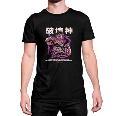 Imagem de Camiseta Algodão Capitán Yami Sukehiro Black Clover Anime Cor:Preto;Tamanho:G