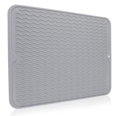 Imagem de DOITOOL Para Cozinha Resistente A Pratos Escorredor De Balcão Seco Resistente À Luz Suportes De Café Suporte Para Xícara Quente Secagem Rápida Pia De Silicone Cinza Jogo Americano