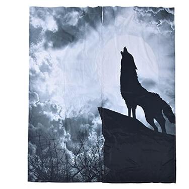 Imagem de OKJHFD Dog Wolf Pattern Impressão Digital Cortina Blackout Cortinas Blackout Cortinas Cortinas Cortinas para Quarto Sala de Estar (59x65in/66x78in, Vermelho/Cinza)(150 * 166cm-gray)