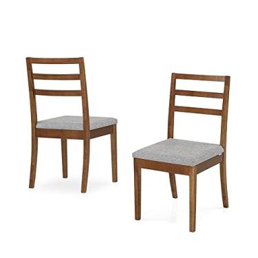 Imagem de Conjunto 2 Cadeiras de Jantar Herval Liv, Desmontável, Madeira Maciça, Cinza Claro e Amêndoa