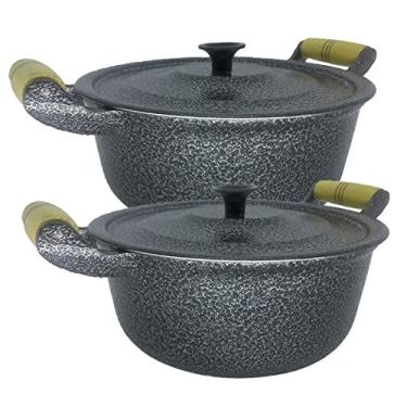 Imagem de Panela Alumínio Batido Craqueada Preta -02 Unidades - 24 Cm