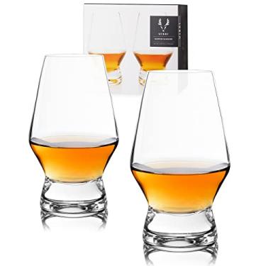 Imagem de Viski Conjunto de 2 copos escoceses de cristal com pés - copo premium para beber licor, copos clássicos de uísque bourbon e conjunto de presente de vidro escocês, 227 g