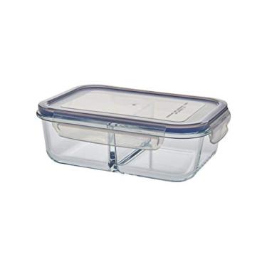 Imagem de Pote Hermético Retangular Duplo 1.5L, Haüskraft PHDP-009, Incolor / Borracha Azul