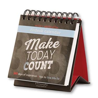 Imagem de Fitlosophy Calendário perpétuo de mesa inspirador de 365 dias "Make Today Count", calendário perpétuo de 365 dias para fitdesk (FITDESK-Cal)