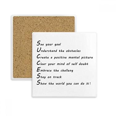 Imagem de Porta-copos quadrado com citação de Desafios da Embrace com pedra absorvente para bebidas, presente de 2 peças