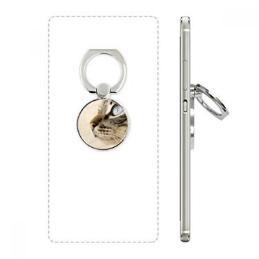 Imagem de Suporte de anel de celular cinza gatinho olho azul com suporte ajustável