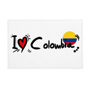 Imagem de DIYthinker I Love Colombia Palavra Bandeira Love Coração Ilustração Tapete Tapete Antiderrapante para Porta de Banheiro