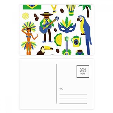 Imagem de Jogo de cartão postal de aniversário com estampa de papagaio de futebol no Brasil, cartão de agradecimento