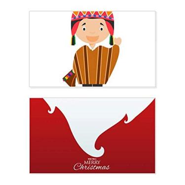 Imagem de Chapéu colorido Peru com desenho animado festivo Feliz Natal Cartão de parabéns Mensagem de Natal