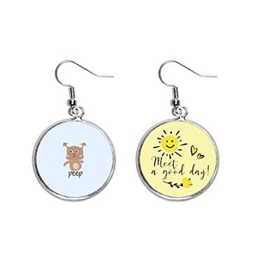 Imagem de Orelha com ícone de figura de veado Peep Art Deco presente moderno brinco de flor de sol joia moderna