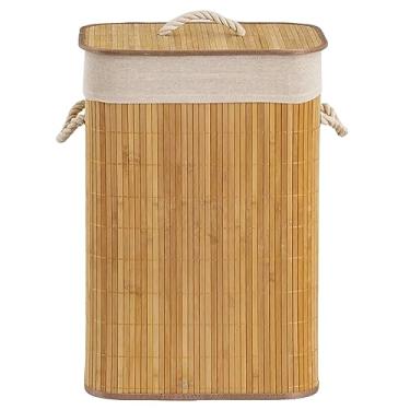 Imagem de Cesto De Roupa Suja Bambu dobravel organizador banheiro 60 cm (Retangular)