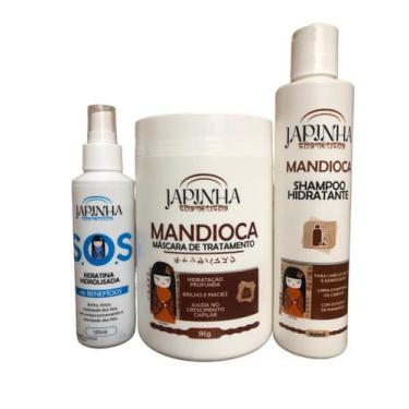 Imagem de Shampoo Hidratante Japinha Mandioca 300 Ml + Mascara 1 Kg + Keratina 1