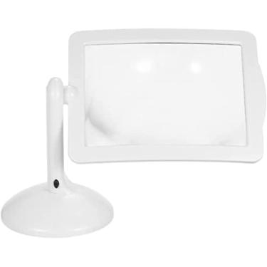 Imagem de Lupa De Leitura 3X Lupa Com Luz LED Grande Folha A4 Iluminada Auxiliar De Visão Portátil Com Suporte Dobrável Mãos Livres Lente Auxiliar De Leitura Para Livros Idosos Branco,Hilarious123