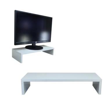 Imagem de Suporte Para Computador Monitor PC Setup Gamer Mesa Organizador Home Office Ergonomico MDF 50cm (Branco)
