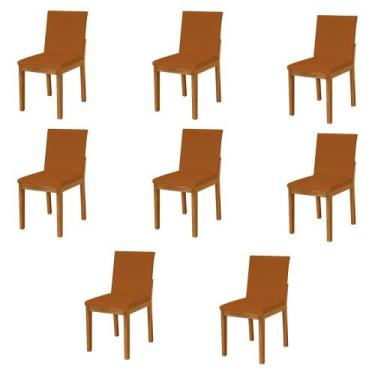 Imagem de Kit 8 Cadeiras De Jantar Luxo Pérola Estofadas Em Veludo Terracota Bas