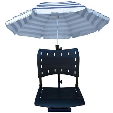 Imagem de Cadeira Para Barco Giratória  Prática Dobrável Com Suporte De Guarda Sol Preta