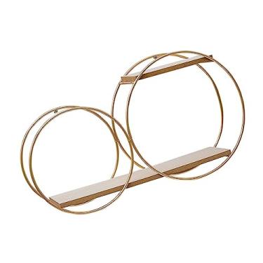 Imagem de HOMSFOU 1Pc Rack De Armazenamento Decoração Pingente Moderno Prateleiras Flutuantes Prateleira De Parede Redonda Armazenamento Montado Pendurado Placa De Prateleira Flutuante Exibição De