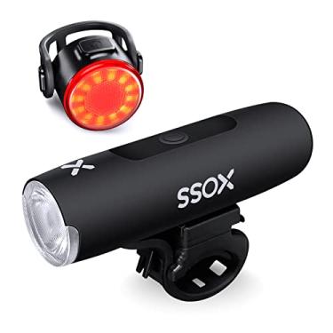 Imagem de XOSS XL-400 luzes dianteiras e traseiras, farol de bicicleta recarregável por USB, 11 modos de luzes LED super brilhantes e potentes, ciclismo seguro para passeios noturnos e mountain bikes, à prova