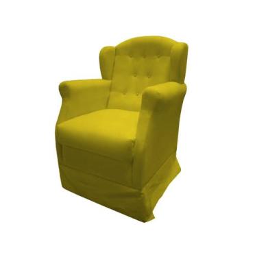 Imagem de Poltrona Cadeira De Amamentação Com Balanço Manu Suede Amarelo Ms Deco