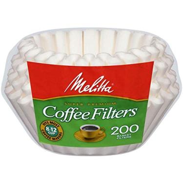 Imagem de Melitta 629524 filtros brancos para cesta de café de 8 a 12 xícaras, 200 unidades