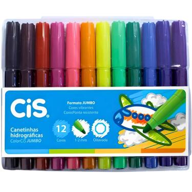 Imagem de Canetinha Hidrográfica Jumbo 12 Cores Com Estojo Sertic