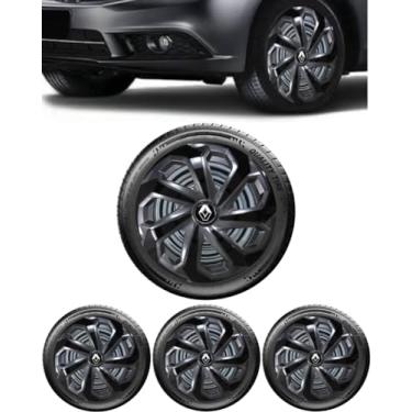 Imagem de Jogo 4 Calotas Esportivas Spider Grafite/Preto aro 14 RLT Sandero Logan Clio Megane Fluence Symbol