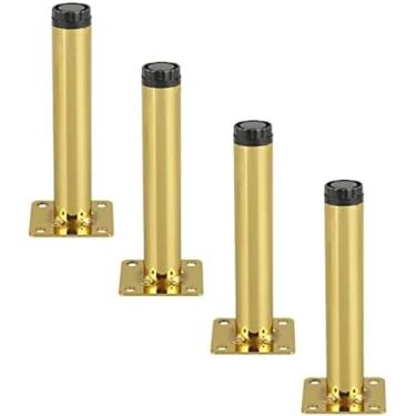 Imagem de Conjunto de pernas de móveis de metal com 4, perna de substituição de ferro de tubo reto, pés de suporte leves e luxuosos para armário, mesa, sofá, móveis DIY, cor dourada, 15 cm-6 polegadas