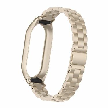 Imagem de Frayollora Pulseira de relógio de aço inoxidável compatível com Xiaomi Mi Band 8, design moderno, cor Starlight, 21 mm de largura, impermeável, leve, ocasião casual, fecho de fivela