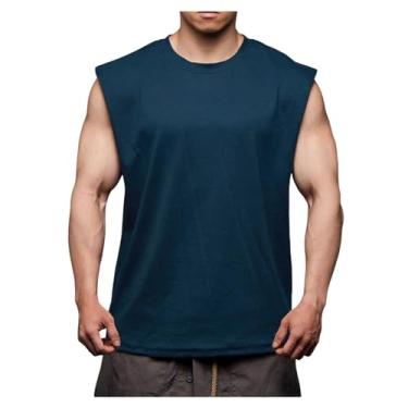 Imagem de Camiseta de compressão masculina Active Vest Body Building Slimming Quick Dry Workout Muscle Fitness Tank, Azul, XXG
