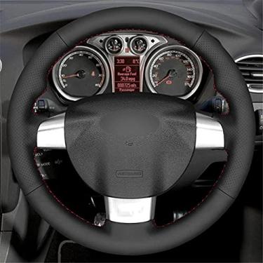 Imagem de TPHJRM Capa de volante de carro costurado à mão em couro artificial preto, apto para Focus ST 2005 2006 2007 2008-2012 Focus RS 2009 2010-2011