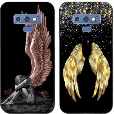 Imagem de 2 peças de capa de telefone traseira de silicone em gel TPU impresso asa de anjo triste para Samsung Galaxy Series (Galaxy Note 9)