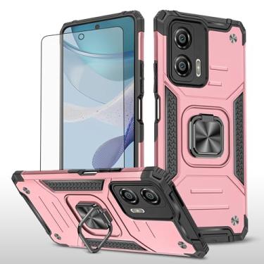 Imagem de Asuwish Capa de telefone para Motorola Moto G53 5G com protetor de tela de vidro temperado e suporte de anel suporte fino híbrido protetor móvel acessórios de celular resistentes G 53 53G feminino