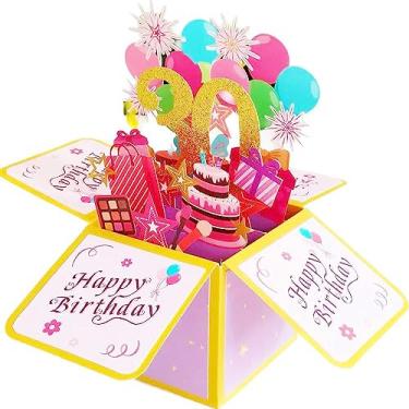 Imagem de Huacici Cartão pop-up de 30 anos, cartão de aniversário de 30 anos para ela, mulheres, cartão de presente de aniversário 3D para mãe, esposa, amiga, irmã, cartão de felicitações com nota e envelope
