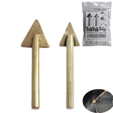 Imagem de YehVeh Pacote com 2 pontas de pistola de solda de plástico, pontas de ferro de solda, cabeça de cobre triangular para kit de reparo de para-choques de carro, grampeador de soldador de caiaque TPO TEO