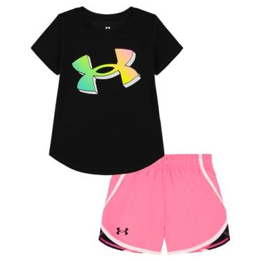 Imagem de Under Armour Conjunto de camisa e shorts de manga para meninos, elástico durável e leve, Preto dégradé, 3 Anos