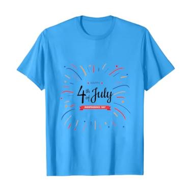 Imagem de Camiseta feminina 4th of July Stars Stripes Camisetas femininas com estampa da bandeira dos EUA e gola redonda, Azul, G