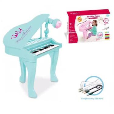 Imagem de Piano Infantil Teclado Eletrônico Sinfonia Microfone Karaoke Luzes Mp3