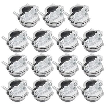 Imagem de Fuzbaxy Conectores de cabo tipo grampo de 15 pacotes de 1/2" para cabos metálicos de proteção de conduítes prateados-zinco