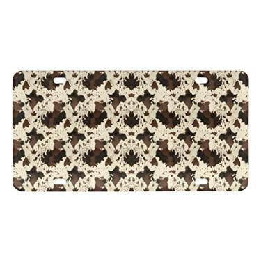 Imagem de GOSTONG Brown Vacas Impressão Novidade Suporte de Placa de Licença Frontal para Homens Mulheres, Alumínio Metal Auto Tag Acessórios de Veículo Protetor Decoração para Ajuste Universal Maioria dos Carros, Caminhão, RV, Trailer