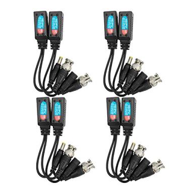 Imagem de 4 pares de transmissores passivos de vídeo balun RJ45 HD-CVI/TVI/AHD/CVBS 8MP conector BNC para RJ45 transceptor de rede para sistema de câmera de vigilância DVR de segurança CCTV