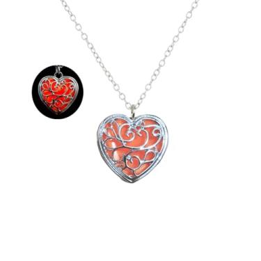 Imagem de LittleFathand Colar de coração volumoso e inchado Y2k com coração luminoso para mulheres, adolescentes, azul, verde, brilha no escuro, presente de férias de inverno, Zinco, Sem Pedra Preciosa