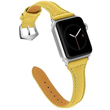 Imagem de OULUCCI Pulseira de couro de grão superior compatível com Apple Watch de 38 mm, 40 mm, 41 mm, pulseira de substituição para iWatch Series 7, Series 6, SE, Series 5, Series 4, Series 3, Series 2, Series 1, Sport, Edition