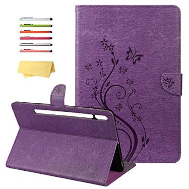 Imagem de UUcovers Capa para Samsung Galaxy Tab S8 2022/Tab S7 2020 (27.9 cm) (SM-X700/X706/T870/T875/T876/T878) com [despertar/hibernar automaticamente] carteira inteligente de couro PU em relevo, roxo