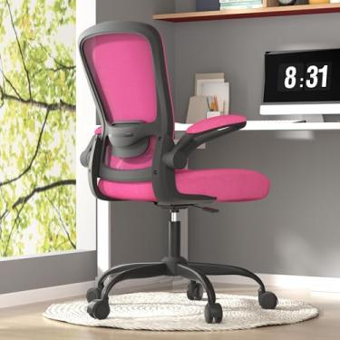 Imagem de Mimoglad Cadeira de escritório, cadeira de mesa ergonômica com suporte lombar ajustável, cadeira de computador de malha de encosto alto com apoios de braços dobráveis - cadeiras de tarefas aprovadas